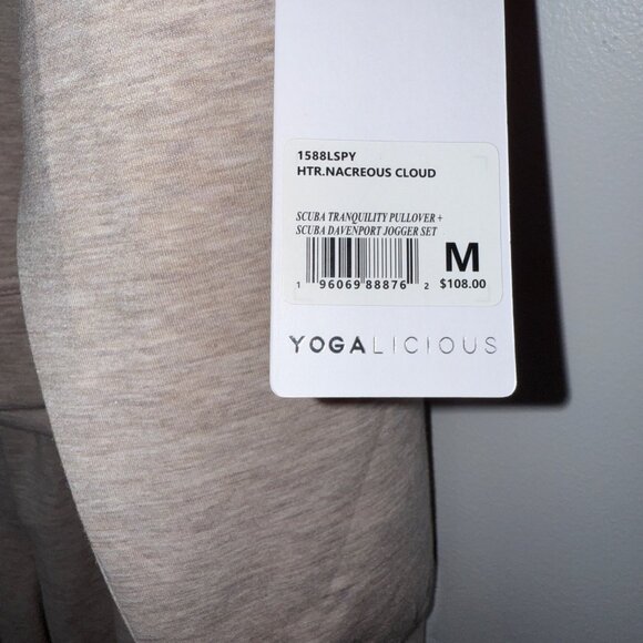 NWT Yogalicious Scuba Tranquility Pullover & Davenport Jogger Set M Beige - Picture 5 of 11